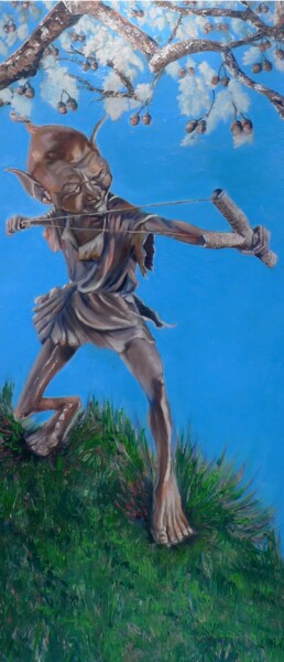 Painting titled "Ready aim Fire" by Dorienne Carmel, Original Artwork, Oil