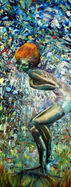 Картина под названием "The reluctant water…" - Dorienne Carmel, Подлинное произведение искусства, Масло
