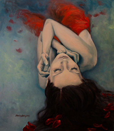 Painting titled "Swinging in Red" by Dorina Costras, Original Artwork, Oil