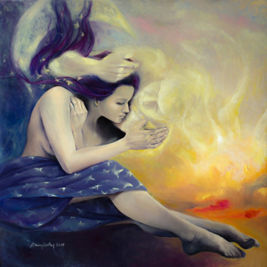 Painting titled "A Heaven for Two" by Dorina Costras, Original Artwork, Oil