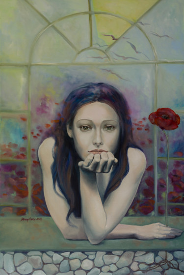 Painting titled "Introversion" by Dorina Costras, Original Artwork, Oil