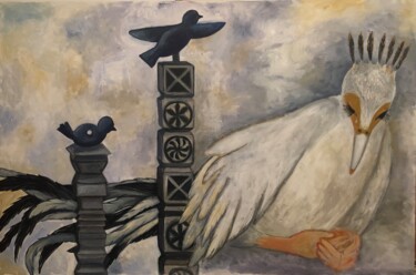 Peinture intitulée "The Soul Bird" par Dorina Cioplea, Œuvre d'art originale, Acrylique Monté sur Châssis en bois