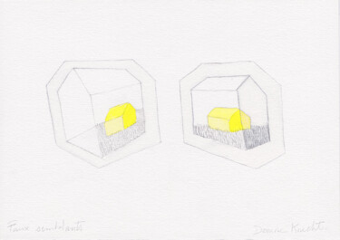 Desenho intitulada "Faux-semblants" por Dorine Knecht, Obras de arte originais, Lápis