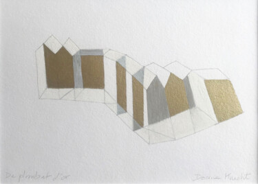 Drawing titled "De plomb et d'or III" by Dorine Knecht, Original Artwork, Oil Mounted on Cardboard