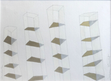 Dessin intitulée "Quadrille" par Dorine Knecht, Œuvre d'art originale, Huile Monté sur Carton