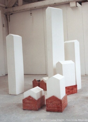 Sculpture intitulée "Dedans Dehors" par Dorine Knecht, Œuvre d'art originale, Plâtre