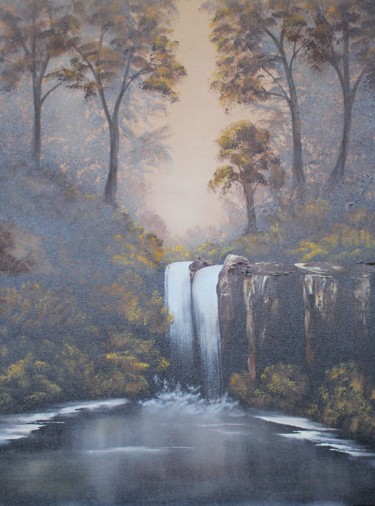 Malerei mit dem Titel "Wasserfall" von Doris Perren, Original-Kunstwerk, Öl