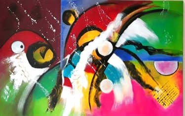 Malerei mit dem Titel "Papagei" von Doris Simon, Original-Kunstwerk, Acryl
