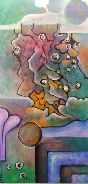 Malerei mit dem Titel "Wunderwelt" von Doris Simon, Original-Kunstwerk, Acryl