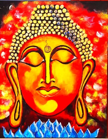 Painting titled "Buddha" by Doris Simon, Original Artwork, Acrylic