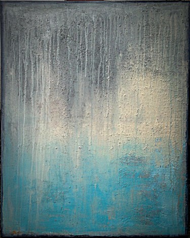 Painting titled "gray/turquoise" by Dorispohl, Original Artwork, Acrylic