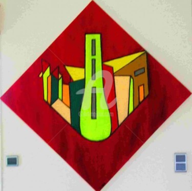 Peinture intitulée "la ville supersonic" par Madorssane, Œuvre d'art originale, Huile