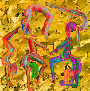 Digitale Kunst mit dem Titel "Contorsionnistes  s…" von Doron B, Original-Kunstwerk, Digitale Malerei