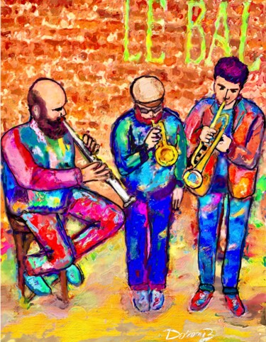 Digital Arts titled "Un trio jazz band" by Doron B, Original Artwork, 2D Digital Work