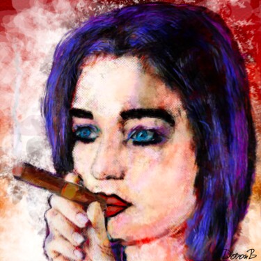 Digital Arts titled "Un bon cigare cubain" by Doron B, Original Artwork, Digital Painting
