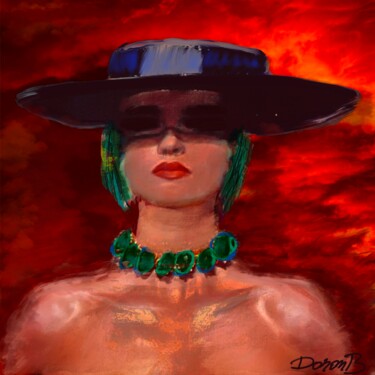 Digital Arts titled "Portrait de femme a…" by Doron B, Original Artwork, Digital Painting