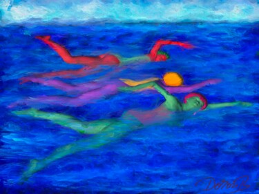 Digital Arts titled "Les trois nageuses" by Doron B, Original Artwork, Digital Painting