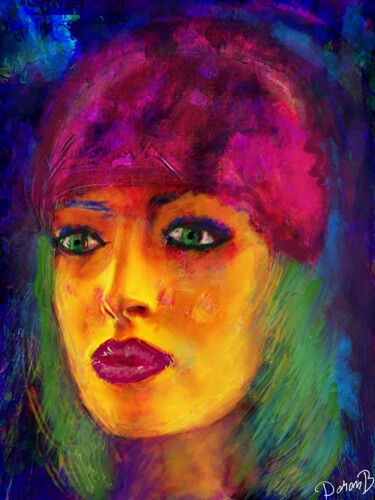 Arts numériques intitulée "Fille au bonnet rou…" par Doron B, Œuvre d'art originale, Peinture numérique