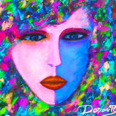 Digital Arts titled "Un portrait bicolore" by Doron B, Original Artwork, Digital Painting
