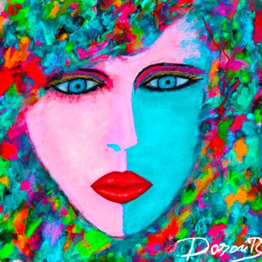 Arts numériques intitulée "Visage bicolore" par Doron B, Œuvre d'art originale, Peinture numérique