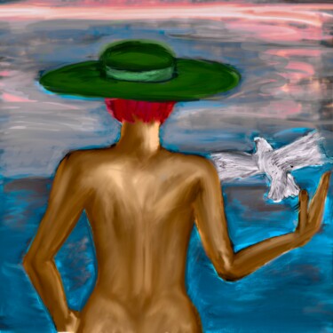 Digital Arts titled "Colombe blanche et…" by Doron B, Original Artwork, Digital Painting