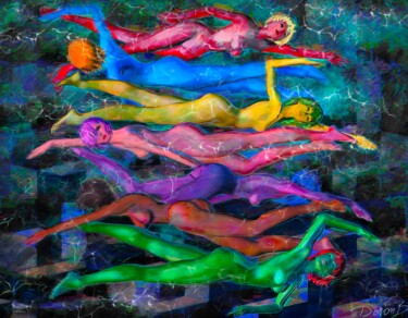 Arts numériques intitulée "Colorful swimming g…" par Doron B, Œuvre d'art originale, Peinture numérique