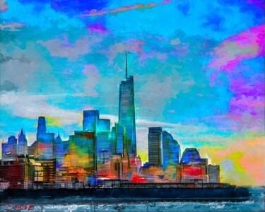 Arte digitale intitolato "Manhattan le soir" da Doron B, Opera d'arte originale, Pittura digitale