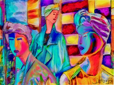 Digital Arts titled "Trois mannequins à…" by Doron B, Original Artwork, Digital Painting