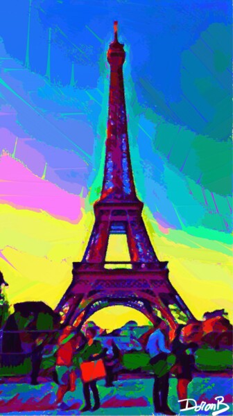 Digitale Kunst mit dem Titel "La Tour Eiffel" von Doron B, Original-Kunstwerk, Digitale Malerei