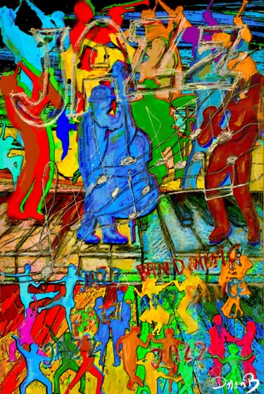 Arts numériques intitulée "JAZZ BAND ET DANSEU…" par Doron B, Œuvre d'art originale, Collage numérique