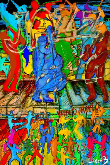 JAZZ BAND ET DANSEURS EN CHALEUR Arts numériques intitulée "JAZZ BAND ET DANSEU…" par Doron B, Œuvre d'art originale, Collage numérique