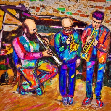 Digital Arts titled "Jazz band au Bal Bl…" by Doron B, Original Artwork, Digital Painting