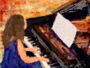 Artes digitais intitulada "La pianiste" por Doron B, Obras de arte originais, Pintura digital