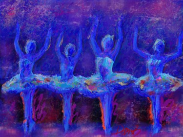 Digitale Kunst mit dem Titel "Blue ballerines" von Doron B, Original-Kunstwerk, Digitale Malerei