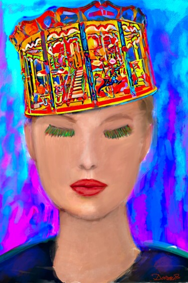 Digitale Kunst mit dem Titel "Une fille avec un…" von Doron B, Original-Kunstwerk, Digitale Malerei