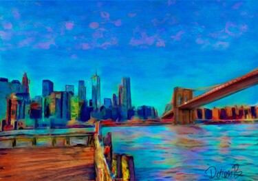 Arts numériques intitulée "Brooklyn Bridge et…" par Doron B, Œuvre d'art originale, Peinture numérique