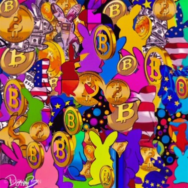 Digital Arts titled "Lapins et Bitcoins" by Doron B, Original Artwork, Digital Collage