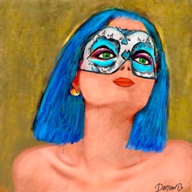Arte digitale intitolato "Lola avec un masque…" da Doron B, Opera d'arte originale, Pittura digitale