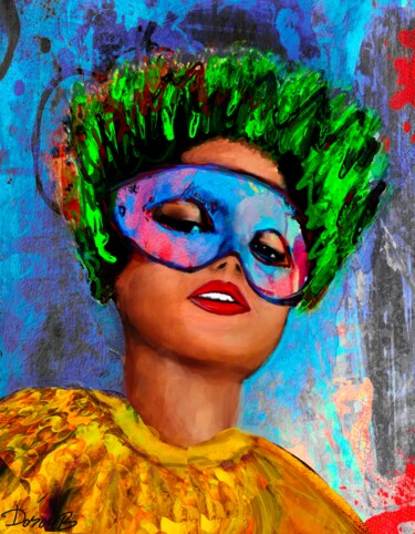 Digital Arts titled "Tina masquée" by Doron B, Original Artwork, Digital Painting