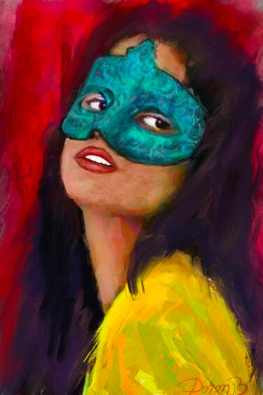 Arts numériques intitulée "Une fille avec un m…" par Doron B, Œuvre d'art originale, Peinture numérique