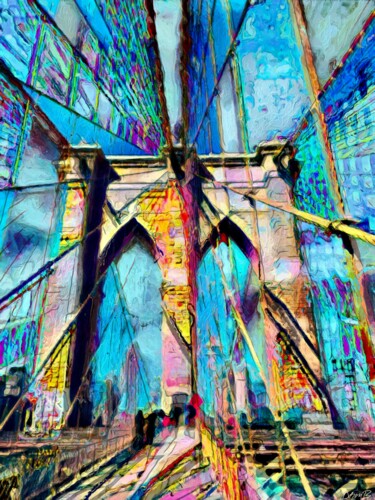 Digital Arts titled "Brooklyn Bridge" by Doron B, Original Artwork, Digital Painting