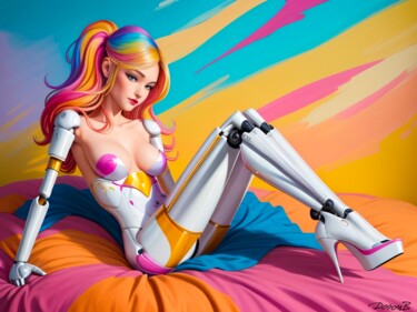 Digital Arts titled "Robotique girl 02" by Doron B, Original Artwork, Digital Painting