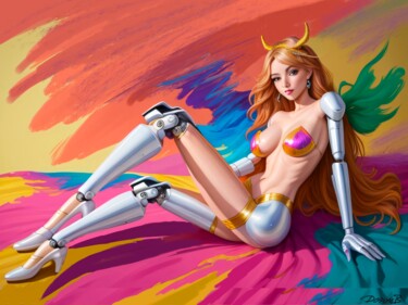 Digital Arts titled "Robotique girl 03" by Doron B, Original Artwork, Digital Painting