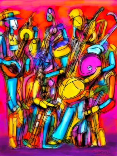 Arts numériques intitulée "Colorful jazz band…" par Doron B, Œuvre d'art originale, Travail numérique 2D