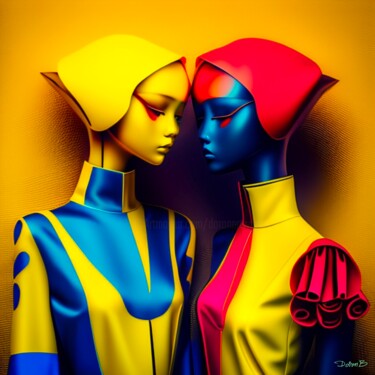 Digital Arts titled "En rouge et jaune" by Doron B, Original Artwork, AI generated image