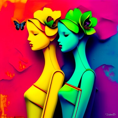 Digital Arts titled "En jaune et vert" by Doron B, Original Artwork, AI generated image