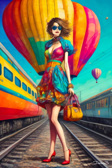 Digital Arts titled "Entre deux trains" by Doron B, Original Artwork, Digital Collage