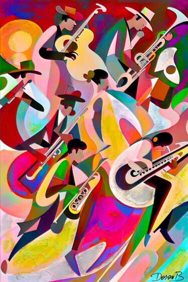 Arte digital titulada "Jazz Band 3 series" por Doron B, Obra de arte original, Collages digitales