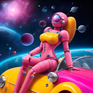 Arte digital titulada "Rose robotique cosm…" por Doron B, Obra de arte original, Pintura Digital