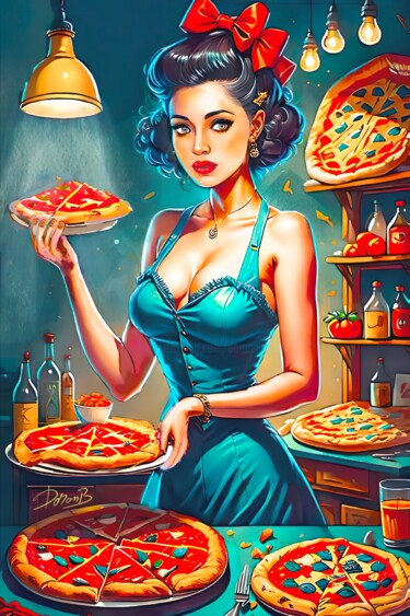 Arts numériques intitulée "The beauty and pizz…" par Doron B, Œuvre d'art originale, Travail numérique 2D